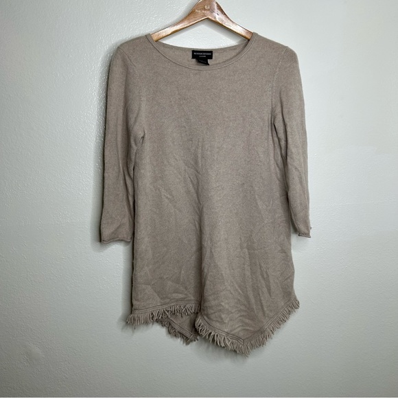 Sutton Studio 100% Cashmere Tan Bohemian Tunic Top Sweater M - Picture 1 of 10